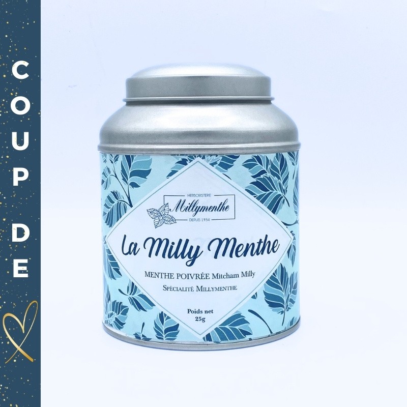 La Milly Menthe - Boîte métal. Notre spécialité à la menthe poivrée de Milly. La Milly Menthe - Boîte métal. Notre spécialité à la menthe poivrée de Milly.