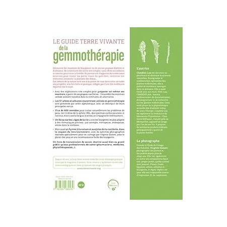 Dos du livre " le guide terre vivante de la gemmothérapie" de Claudine Lulu