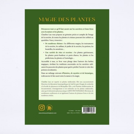 Dos du livre "magie des plantes, les secrets d'une vraie sorcière" de Claudine Lulu