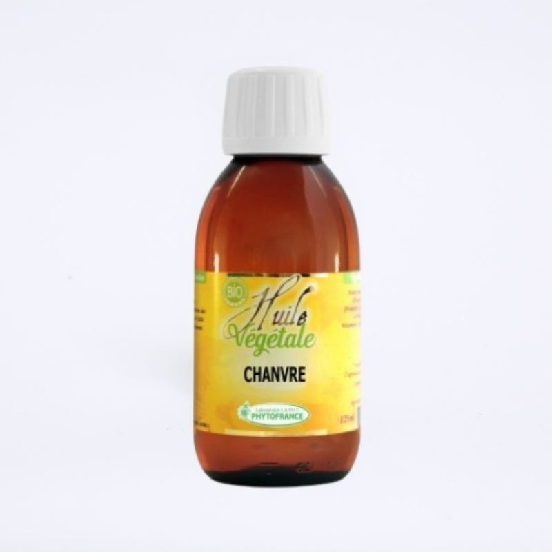 Bouteille de 125ml d'huile végétale de chanvre. De la marque phytofrance. Bouteille de 125ml d'huile végétale de chanvre. De la marque phytofrance.