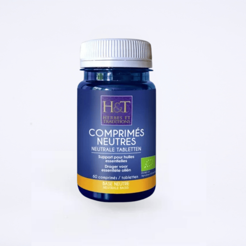 Bouteilles de 60 comprimés neutres de complément alimentaire. Bouteilles de 60 comprimés neutres de complément alimentaire.