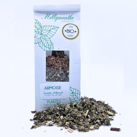 Sachet de plantes médicinales, d'armoise en feuille.