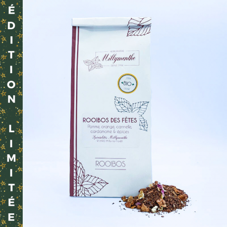 Rooibos des fêtes aux saveurs pomme, orange, cannelle, cardamome, et épices