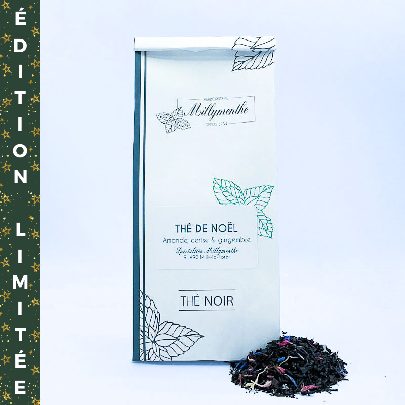 Thé de Noël, Thé Noir aux saveurs d'amande, cerise et gingembre.