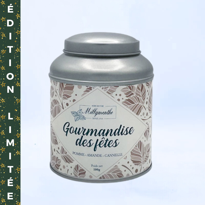 Gourmandise des fêtes - Boîte Métal aux saveurs de pomme, amande et cannelle.