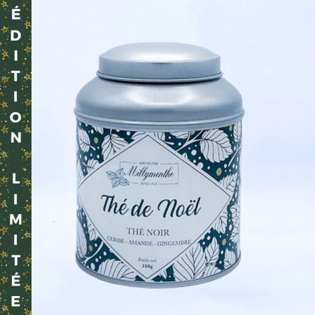 Thé de Noël - Boîte métal. Thé Noir aux saveurs de cerise, amande et gingembre.
