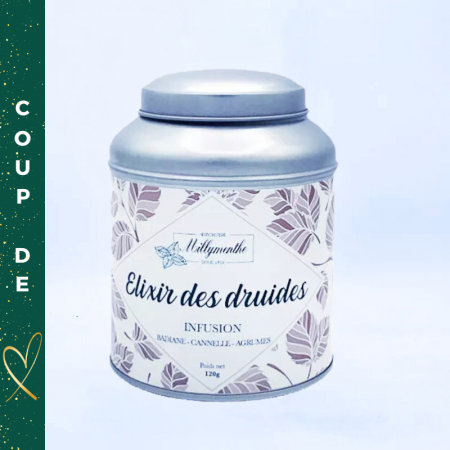 Elixir des druides - Boîte métal. Infusion aux saveurs de cannelle, radiane et agrumes.