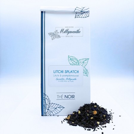 Sachet de thé noir "Litchi splatch" composés de litch et de pamplemousse