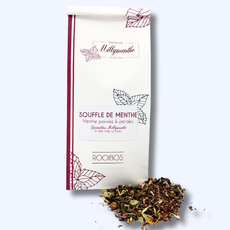 Rooibos "Souffle de menthe" composés de Menthe poivrée & pétales