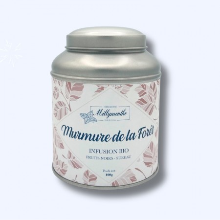 Boîte métal de l'infusion bio "Murmure de la forêt" composés de fruits noirs et sureau