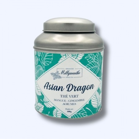 Boîte métal du thé vert "Asian dragon" composés de mangue, gingembre et agrumes
