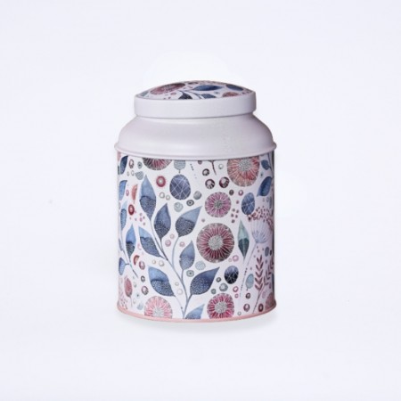 Boîte de thé vide motif florale couleur crème