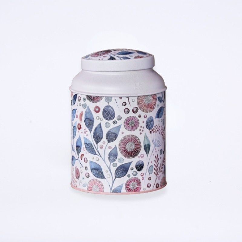 Boîte de thé vide motif florale couleur crème