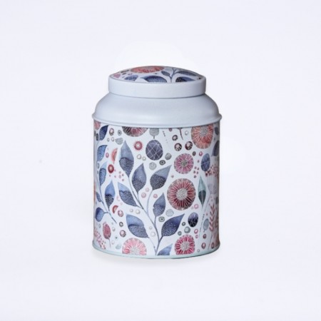 Boîte métal de thé vide linéa blue au motif floral