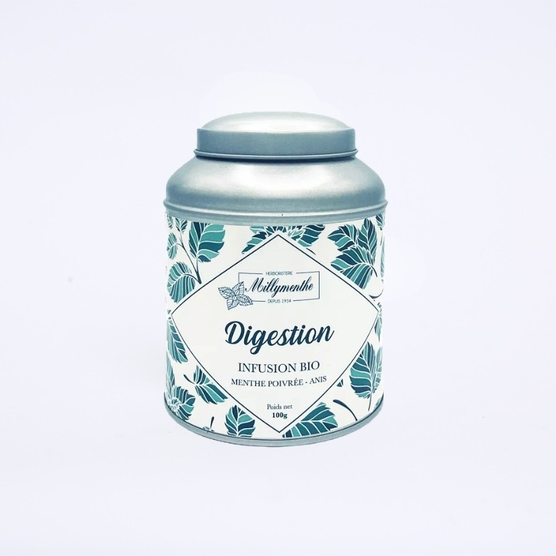 Boîte métal  de l'infusion BIO "digestion" composés de menthe poivrée et d'anis.