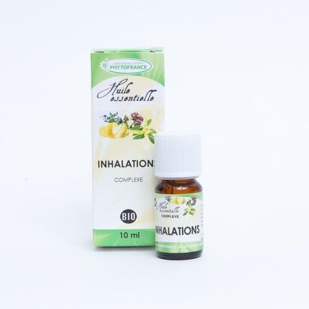 flacon de 10ml, d'huile essentiel "inhalations" pour libérer et favoriser les voies respiratoires de la marque phytofrance